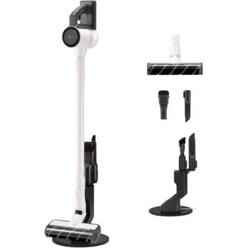 Lg cordzero a9 air aspirapolvere senza fili 150 w autonomia 40 min spazzola parquet 2 accessori autoportante corpo leggero 1.97 kg base porta accessori beige
