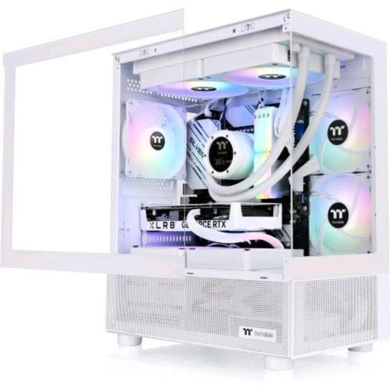 Thermaltake view 170 tg argb micro chassis pannello frontale e laterale in vetro temperato snow white