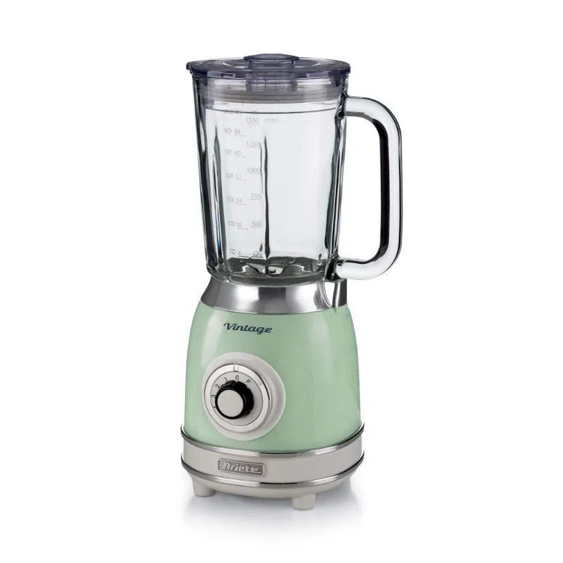 Ariete frullatore vintage multifunzioni 1000w 4 lame 4 velocita` + pulse tritaghiaccio tazza in vetro da 1.5 lt verde