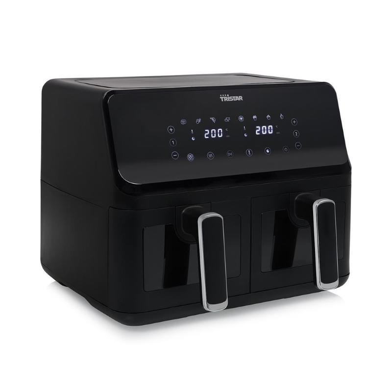 Tristar fr-9040 - friggitrice ad aria 8 l, 2700 w, 8 programmi preimpostati, display lcd, tecnologia a doppio cestello, nero