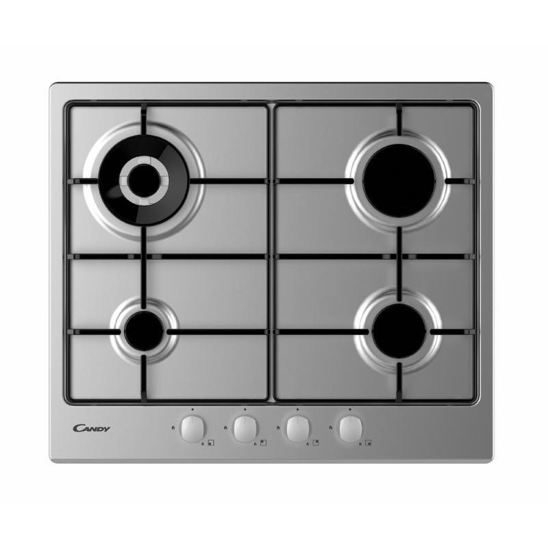 Candy chw6br4wx piano cottura a gas 4 fuochi acciaio inox