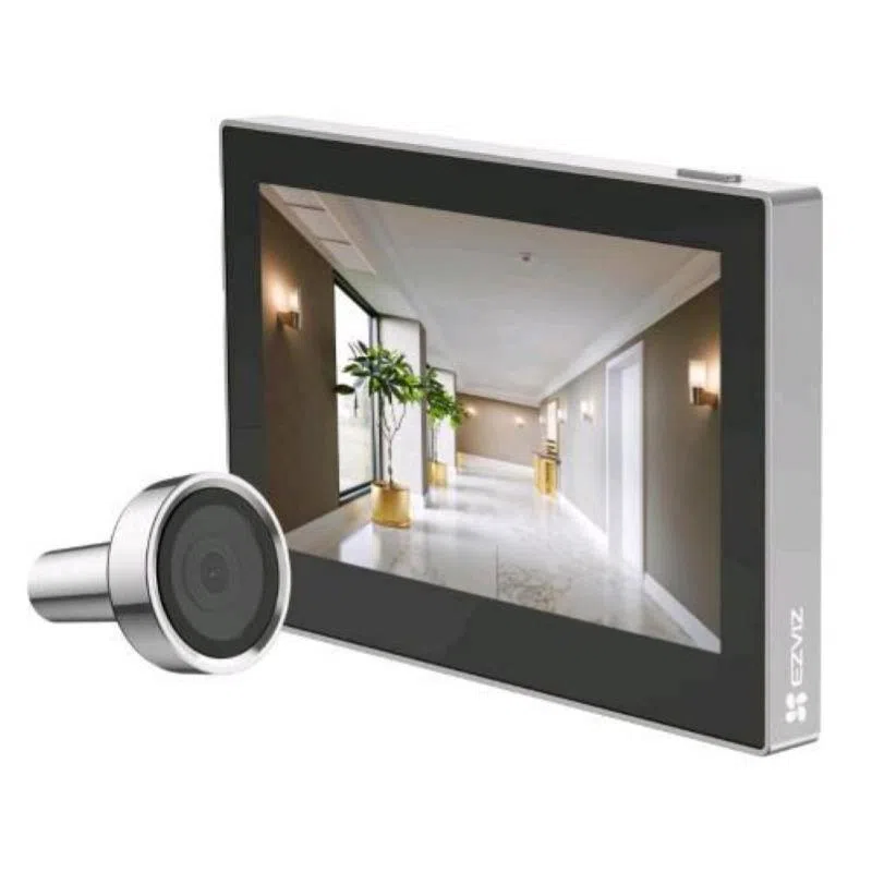 Ezviz hp2 spioncino porta d` ingresso 2 mpx 15 fps wi-fi con schermo da interno 4.3 batteria ricaricabile 2200mah nero argento
