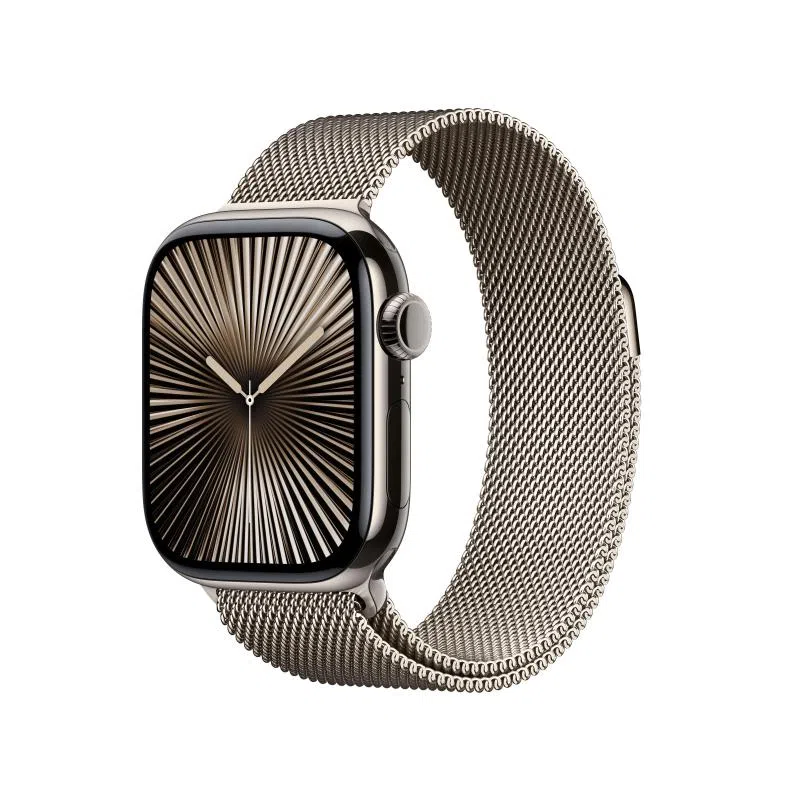 Apple watch series 10 gps + cellular 4g 42mm cassa in titanio naturale cinturino loop milanese titanio naturale