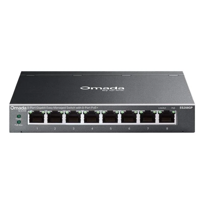 Switch 8p lan gigabit poe+ tp-link es208gp easy managed 4p gigabit poe (integ,contr.omada sdn) — 2