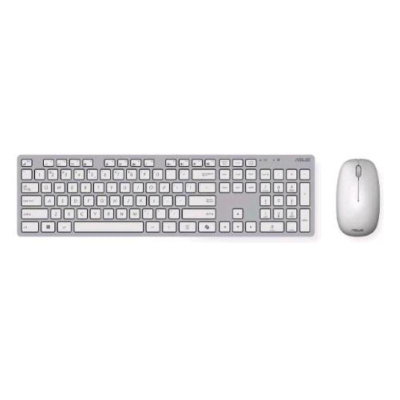Asus w5000 kit tastiera wireless ultrasilent 13 tasti dedicati tasto copilot layou it + ottico wireless 16.000 dpi argento bianco