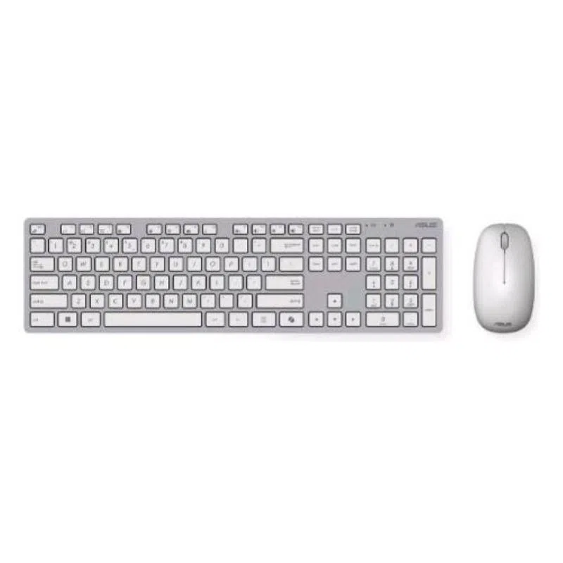 Asus w5000 kit tastiera wireless ultrasilent 13 tasti dedicati tasto copilot layou it + ottico wireless 16.000 dpi argento bianco