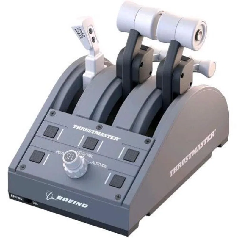 Thrustmaster tca quadrant boeing edition replica quadrante manetta flap aerofreno leve intercambiabili funzione autopilota licenza ufficiale boeing