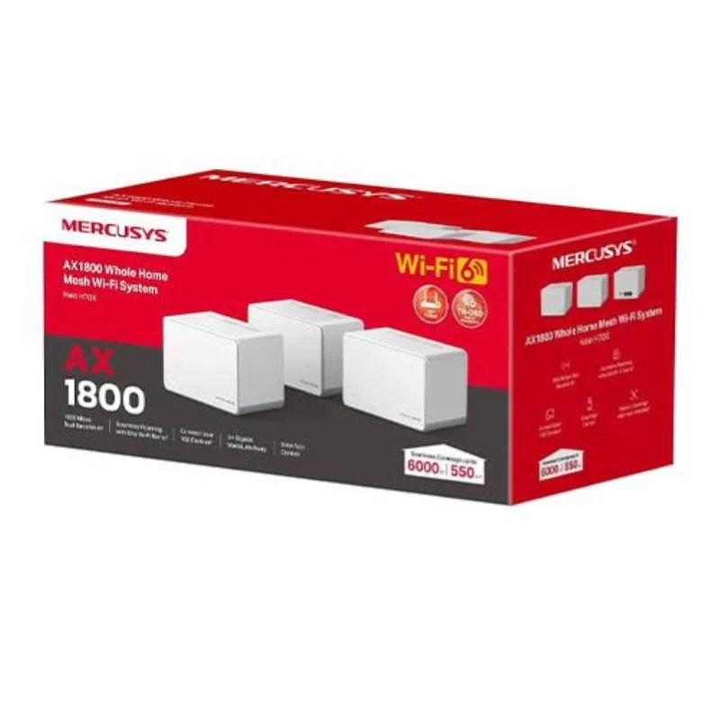 Tp-link mercusys halo sistema mesh wifi ax1800 3 porte gigabit copertura 550 mq fino a 150 dispositivi 3 pz.
