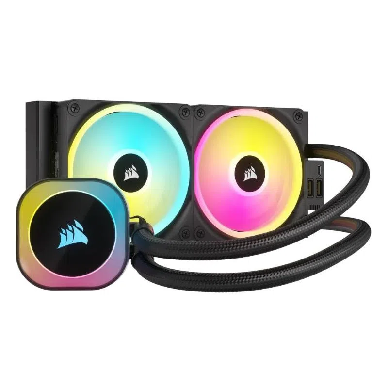 Corsair icue link h100i rgb aio 240 dissipatore a liquido per cpu 240mm 2 ventole qx120 rgb lga 1700 amd am5 nero — 2