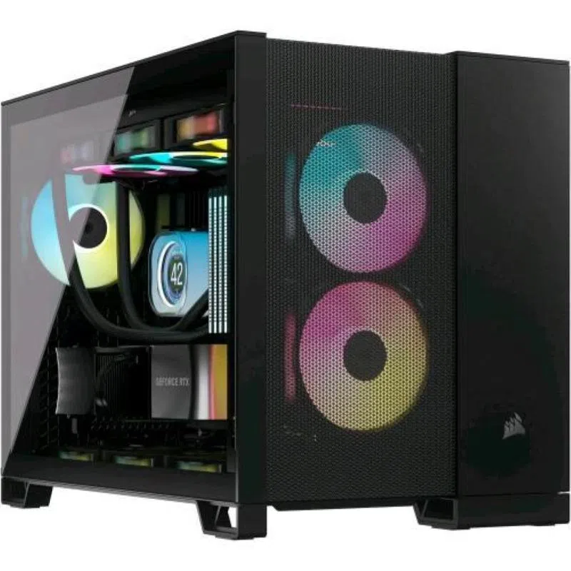 Corsair 2500d airflow case mdi tower micro-atx pannello laterale in vetro temperato minitx/matx nero