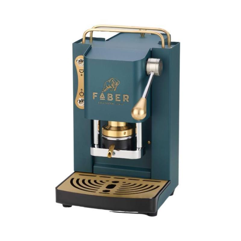 Faber pro mini deluxe macchina da caffÈ cialde 44mm 500w 15 bar 1.3lt british green ottone