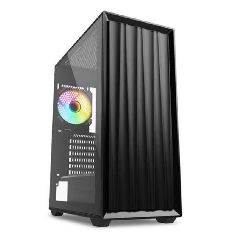 Sharkoon vk3 rgb case atx 2 x u3, tg, 3 x 120mm fan 1x 120mm argb fan pannello laterale e superiore in vetro temperato nero