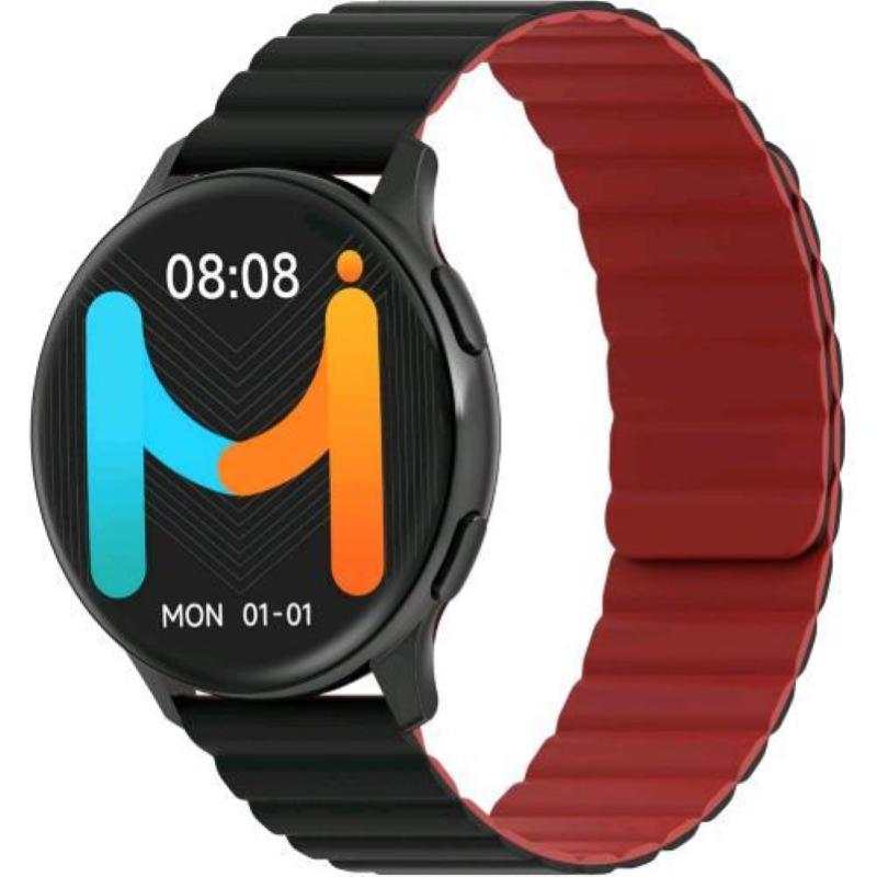 Imiki holo tg2 smartwatch display amoled 1,43, connettivita` bluetooth, cinturino magnetico, misura ossigeno nel sangue e frequenza cardiaca, android e ios - black + black/red