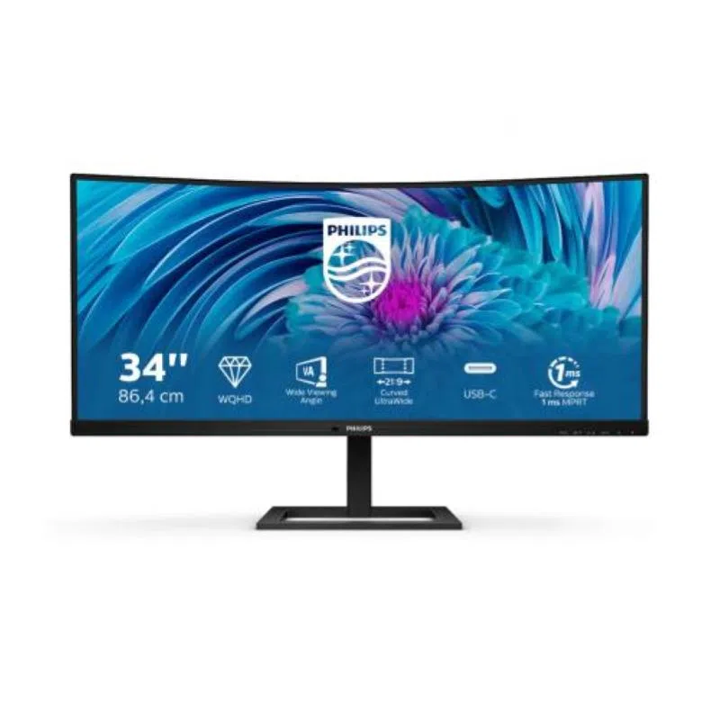 Philips e line 346e2cuae 34 led curvo gaming ultra wide quad hd 100hz 3000:1 hdmi displayport usb-c 3440 x 1440 — 2
