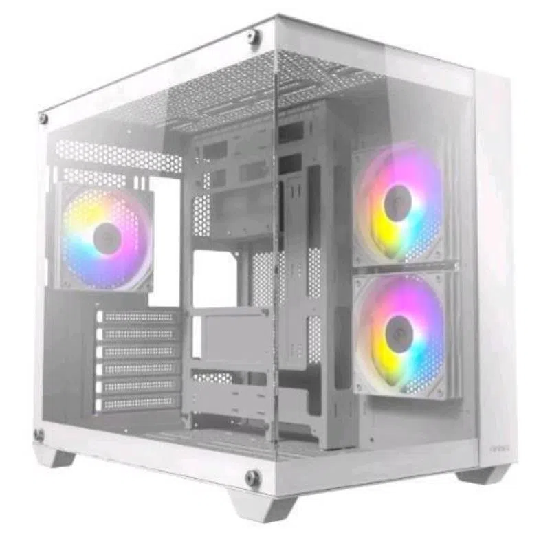 Antec cx800 argb white midi-tower atx , micro-atx, mini-itx pannello frontale e laterale in vetro temperato 3 ventole argb 120mm bianco