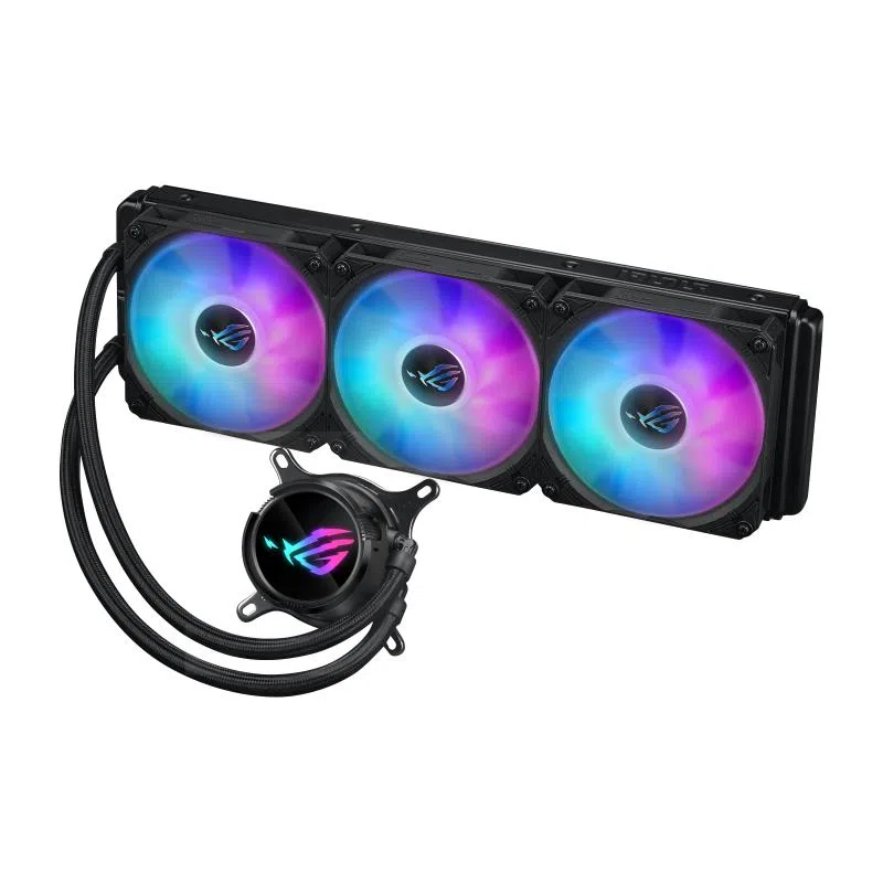 Asus rog strix lc iii 360 argb dissipatore a liquido per cpu pompa asetek v2 di 7a generazione ventole argb rog premium aura sync nero