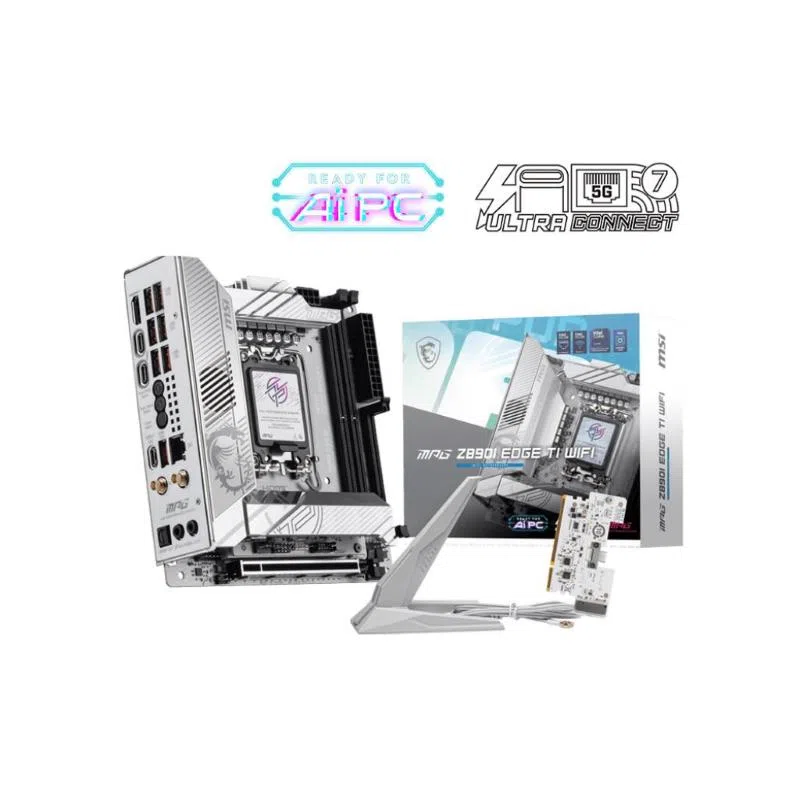 Msi mpg z890i edge ti wifi scheda madre mini-itx supporta i processori intel core ultra (serie 2) lga 1851 vrm 110a sps memory boost ddr5 (8600 mt-s oc) pcie 5.0 x16 m.2 gen5 wi-fi 7 5g lan