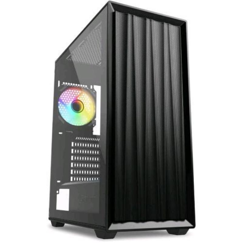 Sharkoon vk3 rgb case atx 2 x u3, tg, 3 x 120mm fan 1x 120mm argb fan pannello laterale e superiore in vetro temperato nero — 2