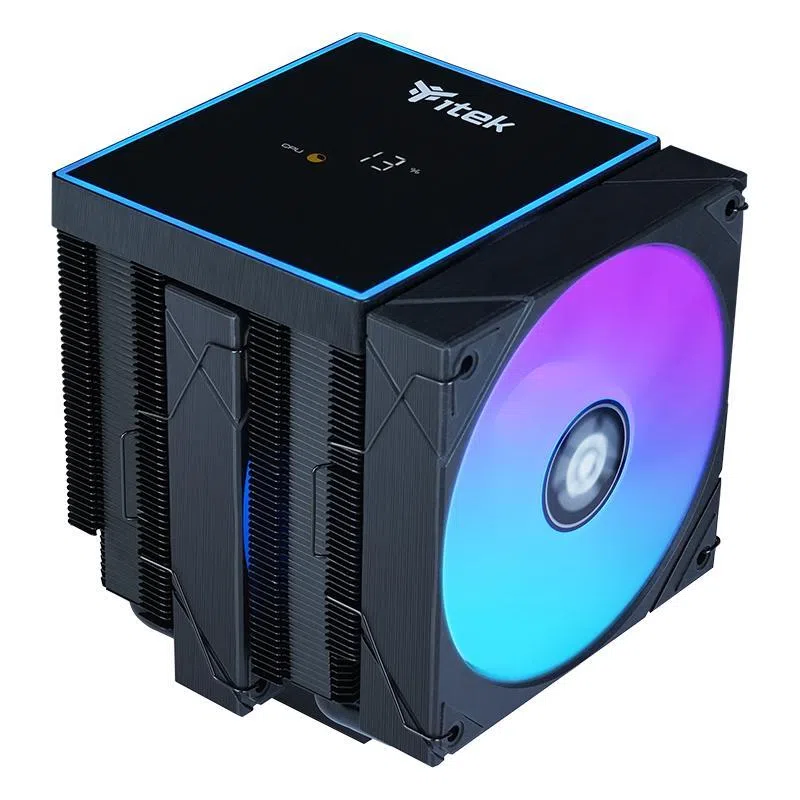 Cooler itek icy-6hat (raff. aria) 250w tdp, 6 hp, 2*12cm argb fan,temper. digital display+sw -skt universale - itaci6hat — 2