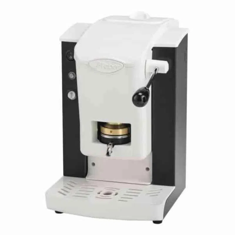 Macchina da caffe` a cialde slot plast bianco ottone telaio nero