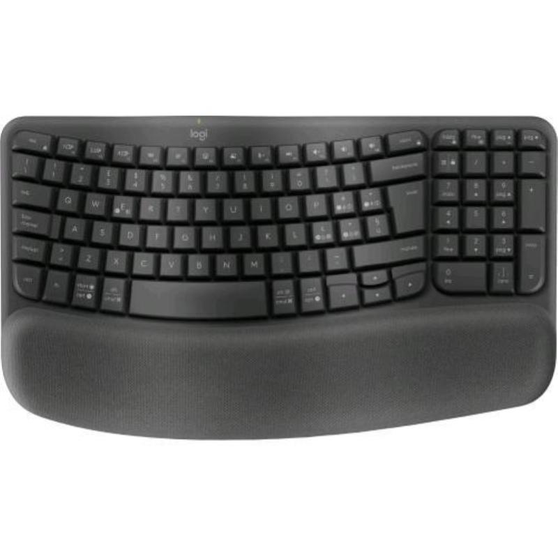 Logitech wave keys tastiera rf 2.4ghz senza fili + bluetooth qwerty italiano grafite