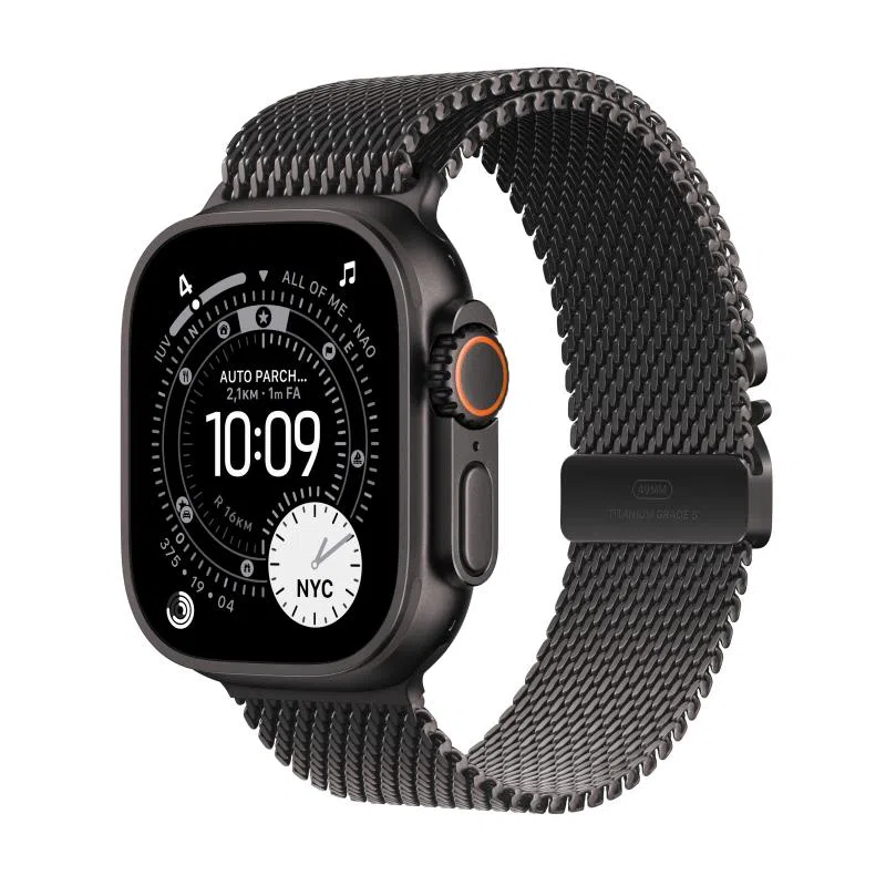 Ap ultra 3 gps + cellular 49mm black titanium case with black titanium milanese loop - small — 2