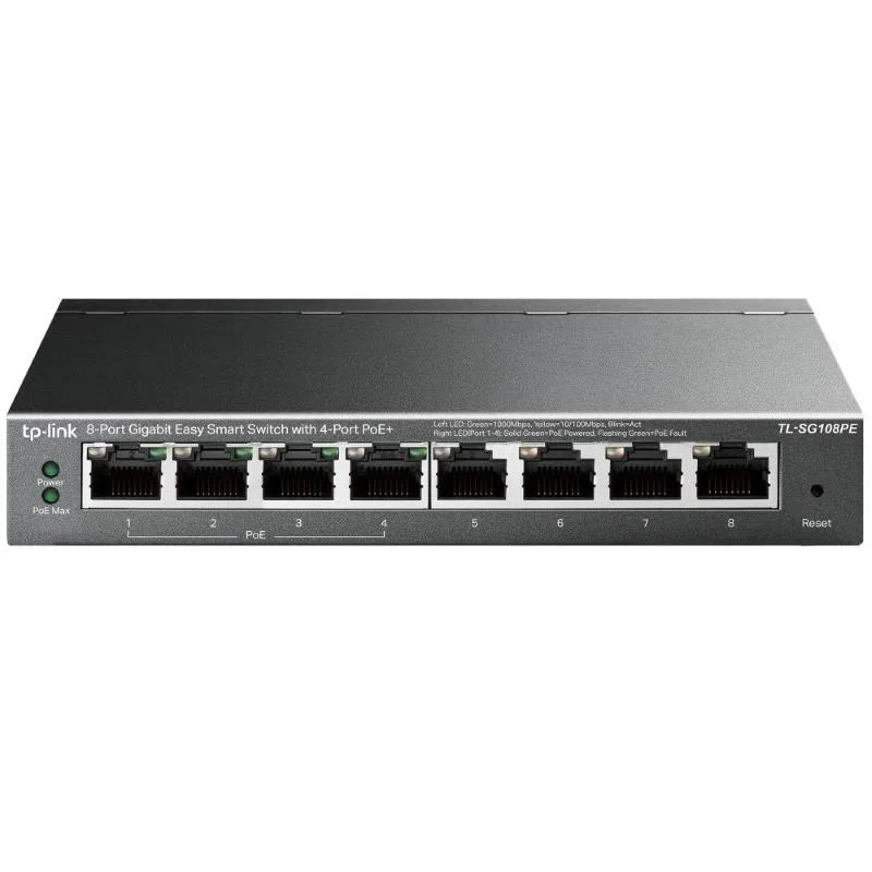 Switch 8p gigabit di cui 4p poe e tp-link metal case