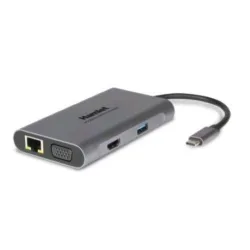Hamlet docking station usb-c power delivery 85w 3xusb 3.0 hdmi vga lan grey