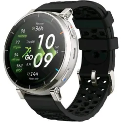 Amazfit active 3 premium smartwatch 45mm 1.32 amoled vetro zaffiro gps nfc mappe offline running cardiofrequenzimetro e fitness tracker argento nero