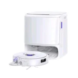 Narwal freo z10 pro robot aspirapolvere lavapavimenti 18.500 pa lava ad acqua calda a 75 gradi antigroviglio autopulizia ed asciugatura con stazione di ricarica svuotamento bianco