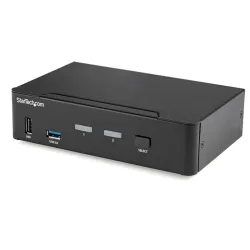 Startech.com switch kvm displayport 2 porte - 4k 60hz - singolo schermo - switch kvm usb uhd dp 1.2 a doppia porta - hub usb