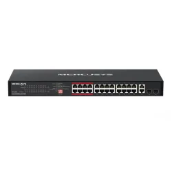 Switch mercusys ms126cp 24p lan poe +2p gigabit rj45+2p combo gigabit sfp compatible with 802.3af/at pds, 293w poe power, 1u 19