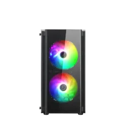 Nuwo micro case atx blitz r28 0.5mm spcc usb3.0/2.0 3 fan 12cm argb rainbow front mesh side glass n