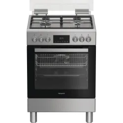 Hotpoint cucina a gas 4 bruc.forno elet.72lt 60x60 inox h6g5lmx