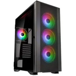Kolink stronghold prism argb case middle tower atx eatx micro atx mini-itx pannello laterale in vetro temperato 2xusb 2.0 1xusb 3.1 4xventole argb installate grey