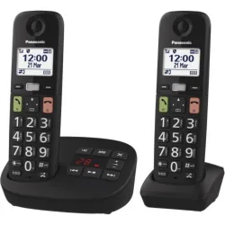 Panasonic tgu132 duo cordless dect con segreteria telefonica tasti grandi + aggiuntivo volume potenziato compatibile con apparecchi acustici nero