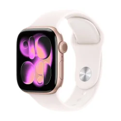 Apple watch series 11 gps 42mm cassa alluminio oro rosa con band rosa fard - m/l