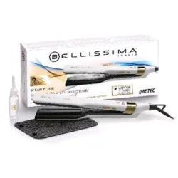 Imetec 11808 bellissima steam elixir piastra a vapore 235w rivestimento in ceramica e olio argan 4 temperature tappetino termoresistente bianco