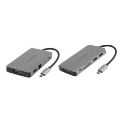 Mediacom md-c318 docking station power delivery 100 w 2 x usb-a 3.0 - 1 x usb-c 100 w - 2 x hdmi - 1 x rj-45 gigabit ethenet - 1 x vga - 1 sd memory - 1 x micro sd