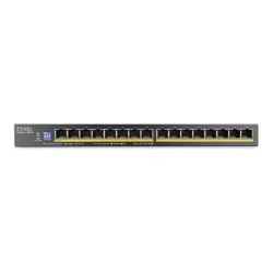 Switch 16p lan gigabit zyxel gs1100-16eps-eu0101f poe+ switch unmanaged con dip switch-design senza ventole,slim desktop
