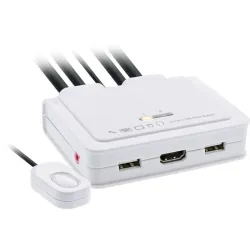 Inline kvm switch, 2 porte, usb-c + hdmi, 4k ultra hd, audio, all-in-one
