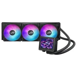 Asus rog ryujin iii 360 argb extreme cpu liquid cooler dissipatore a liquido all-in-one con pompa emma gen8 v2,tre ventole rog rgb per un elevato flusso d`aria, schermo lcd da 3,5 per monitoraggio intel 1851/1700/1200 amd am5/am4 nero