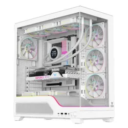 Case itek m.tower showbui wave 82w - gaming tower, atx, 4x12cm argb fan, 2xusb3, type-c, temp glass side white - itgcasbw82w