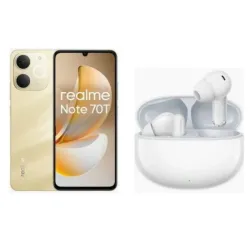 Realme note 70t special edition dual sim 6.74 octa core 256gb ram 4gb 4g lte italia beach gold + realme techlife buds