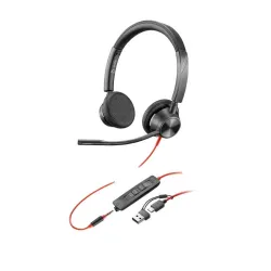 Poly cuffie stereo blackwire 3325 con connettore usb-c + spina da 3,5 mm + adattatore usb-c/a