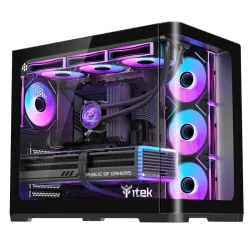 Itek dark cave curved case gaming tower atx pannello frontale e laterale in vetro senza cuciture curvato 4 x 12cm argb fan - 2 x usb3 type-c nero