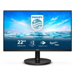 Philips 222v8la monitor da 54 cm (21``), hdmi, displayport, 1920 x 1080 pixel, 75 hertz, freesync, colore: nero