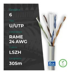 Matassa cavo di rete 305 mt cat.6 rame u/utp grigio (cm-c6ucu24l305gf)