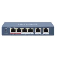Hikvision switch 10/100 hi-poe metallico l2, unmanaged, 4 10/100m rj45 poe ports, 2 10/100m rj45 upl