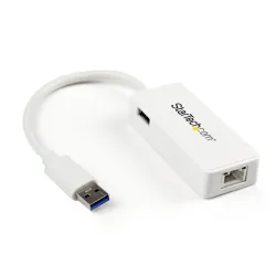 Startech.com adattatore usb 3.0 a ethernet gigabit (rj45) - scheda di rete nic esterna con porta usb integrata - bianco